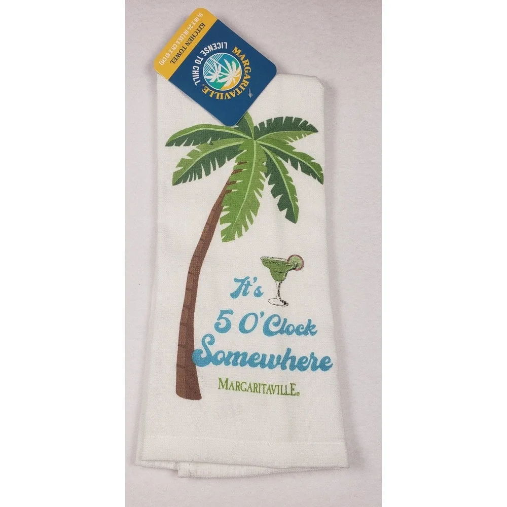 Margaritaville Cotton Kitchen Towel & Dish Mat Set Its 5'OClock Somewhere New